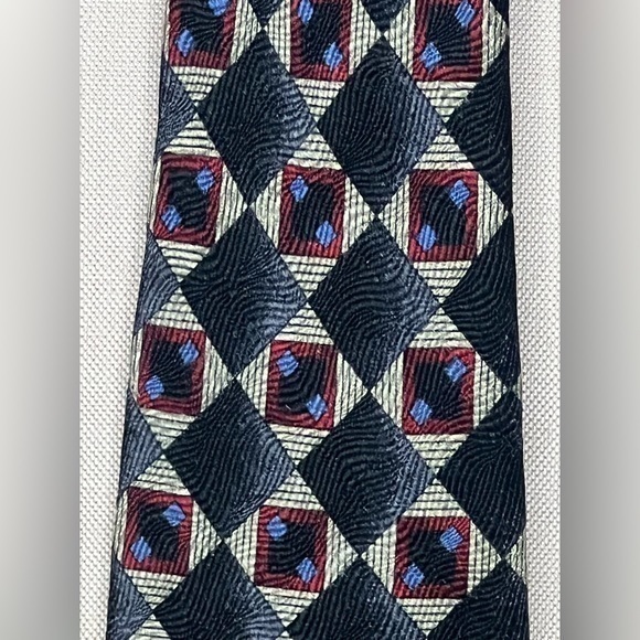 Vintage Robert Talbott Nordstrom Studio men’s silk blue & white pattern necktie - Picture 1 of 4